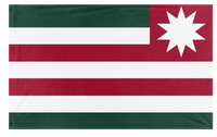 A mockup of the custom flag 'KAMIWORLD flag' on a white background