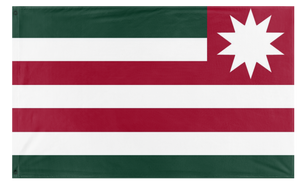 A mockup of the custom flag 'KAMIWORLD flag' on a white background