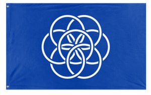 A mockup of the custom flag 'International Flag of Planet Earth' on a white background