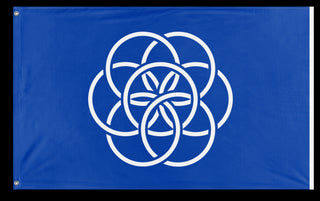 A mockup of the custom flag 'International Flag of Planet Earth' on a white background