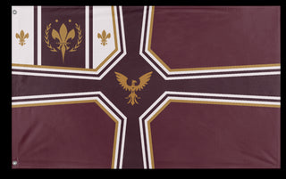 A mockup of the custom flag 'JER EMpire flag' on a white background