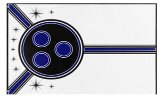 A mockup of the custom flag 'O.U.T.R flag' on a white background