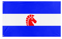 A mockup of the custom flag 'Tricoslavia flag' on a white background