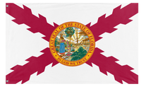 A mockup of the custom flag 'Florida State Flag with Cross of Burgundy' on a white background