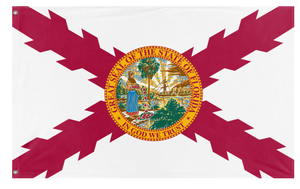 A mockup of the custom flag 'Florida State Flag with Cross of Burgundy' on a white background