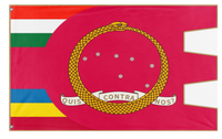 A mockup of the custom flag 'Carnaro flag' on a white background