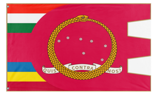 A mockup of the custom flag 'Carnaro flag' on a white background