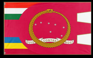 A mockup of the custom flag 'Carnaro flag' on a white background