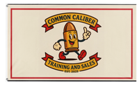 A mockup of the custom flag 'common Caliber  flag' on a white background