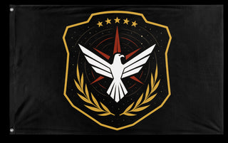 A mockup of the custom flag 'Terran Republic flag' on a white background