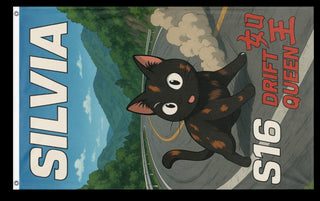 A mockup of the custom flag 'silvia flag' on a white background