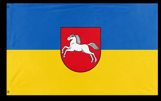 A mockup of the custom flag 'Free State of Brunswick flag' on a white background