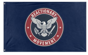 A mockup of the custom flag 'Reactionary flag' on a white background