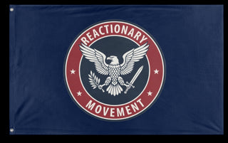 A mockup of the custom flag 'Reactionary flag' on a white background
