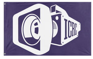A mockup of the custom flag 'icrc flag' on a white background