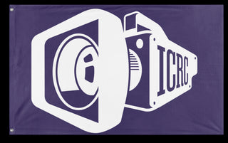 A mockup of the custom flag 'icrc flag' on a white background