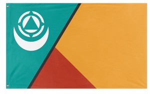 A mockup of the custom flag 'Qinal flag' on a white background