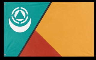 A mockup of the custom flag 'Qinal flag' on a white background