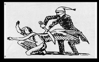 A mockup of the custom flag 'angelwings flag' on a white background