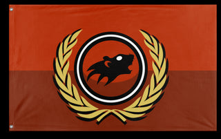 A mockup of the custom flag 'Rat Flag' on a white background