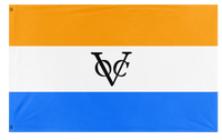 A mockup of the custom flag 'Orange VOC flag' on a white background