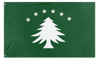 A mockup of the custom flag 'New England Green Tree flag' on a white background
