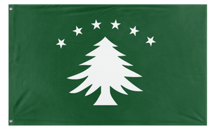 A mockup of the custom flag 'New England Green Tree flag' on a white background
