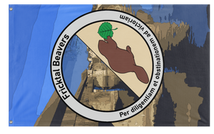 A mockup of the custom flag 'Fricktal Beavers flag' on a white background