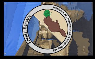 A mockup of the custom flag 'Fricktal Beavers flag' on a white background
