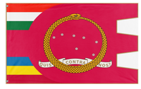 A mockup of the custom flag 'Italian Regency of Carnaro flag' on a white background