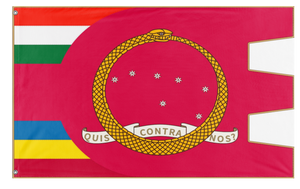A mockup of the custom flag 'Italian Regency of Carnaro flag' on a white background