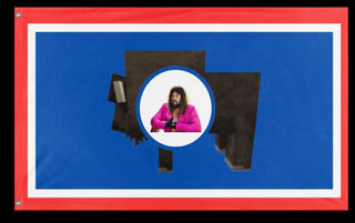 A mockup of the custom flag 'Wyoming flag' on a white background