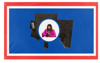 A mockup of the custom flag 'Wyoming flag' on a white background