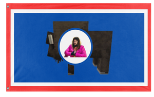 A mockup of the custom flag 'Wyoming flag' on a white background