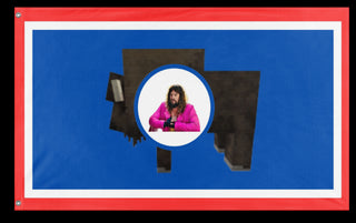 A mockup of the custom flag 'Wyoming flag' on a white background