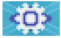 A mockup of the custom flag 'Aperion flag' on a white background