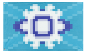 A mockup of the custom flag 'Aperion flag' on a white background