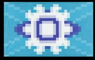 A mockup of the custom flag 'Aperion flag' on a white background