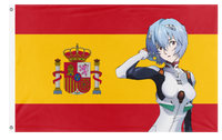 A mockup of the custom flag 'rei/spain flag' on a white background
