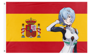A mockup of the custom flag 'rei/spain flag' on a white background