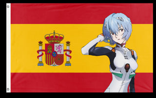 A mockup of the custom flag 'rei/spain flag' on a white background