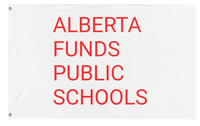 A mockup of the custom flag 'ABFUNDSPUBLICSCHOOLS flag' on a white background