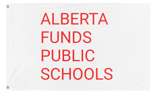 A mockup of the custom flag 'ABFUNDSPUBLICSCHOOLS flag' on a white background