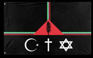 A mockup of the custom flag 'Cascadia for One State Solution Palestine flag' on a white background