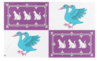 A mockup of the custom flag 'WOMGOAT flag' on a white background