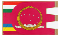A mockup of the custom flag 'Carnarist Fiume flag' on a white background