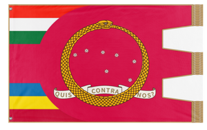 A mockup of the custom flag 'Carnarist Fiume flag' on a white background