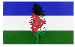 A mockup of the custom flag 'Cascadia for Palestine' on a white background