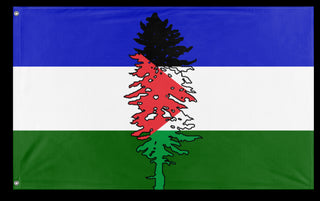 A mockup of the custom flag 'Cascadia for Palestine' on a white background