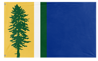 A mockup of the custom flag 'Cascadia Redesign Flag' on a white background